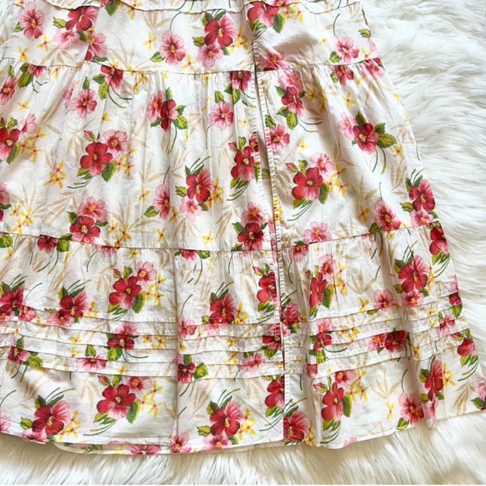 New! LoveShackFancy Magdalene Floral Ruffle Cotton Midi Dress in Pink Hibiscus - Picture 15 of 16